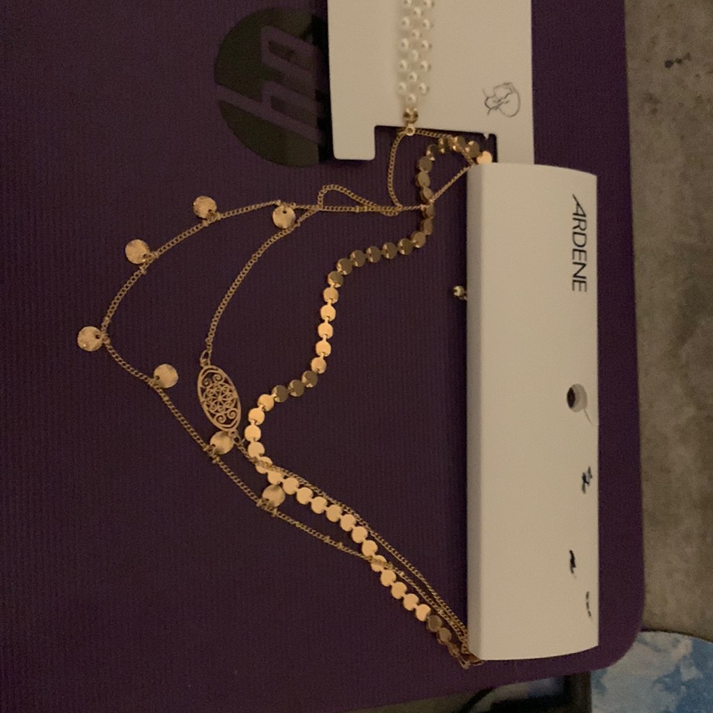 Nwt Set Of 2 Necklaces One Pearl Choker And 3 Layer Gold Discs Circle Necklace